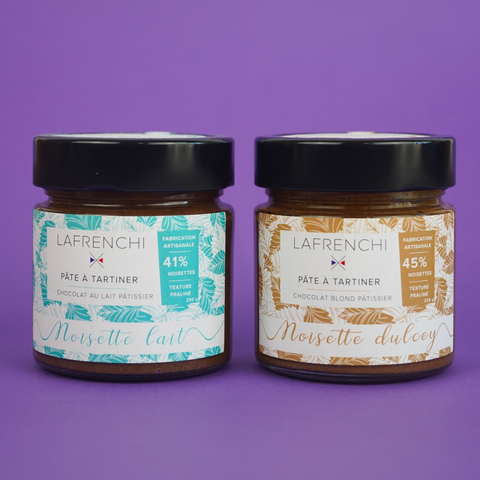 Duo de Pâtes à tartiner chocolat au lait et dulcey